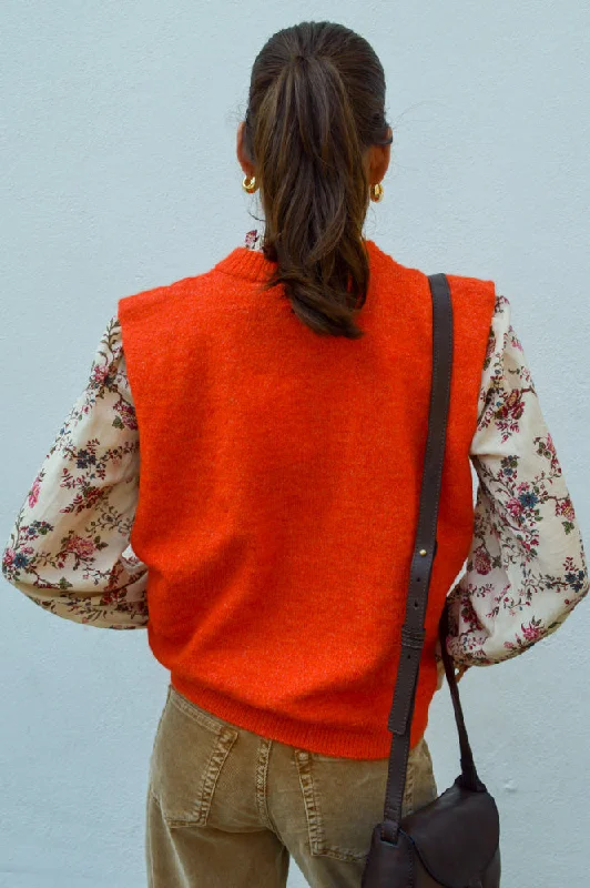 ICHI Lamora Orange Knit Vest