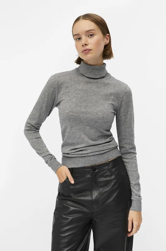 Object Thess Medium Grey Melange Knitted Pullover