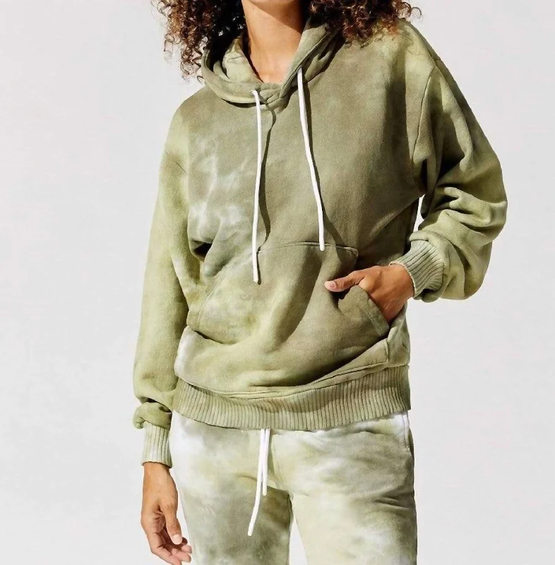 Brooklyn Oversized Zip Hoodie In Basil Haze