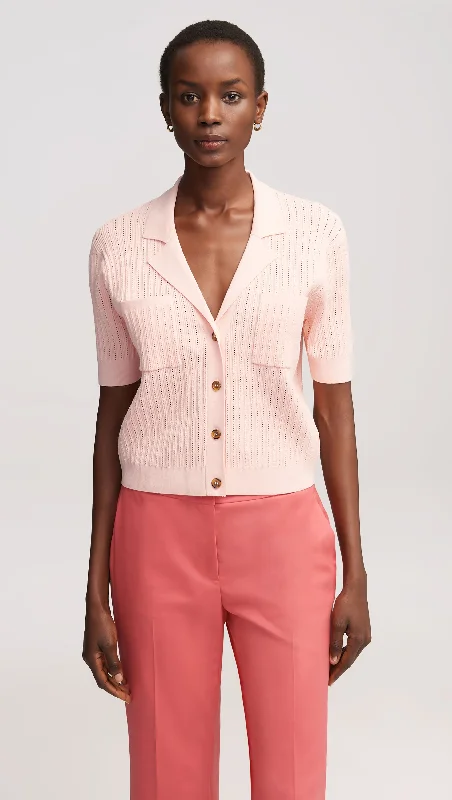 Collared Pocket Knit in Viscose Blend | Blush