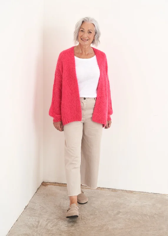 DINA CHUNKY KNIT CARDIGAN - PINK