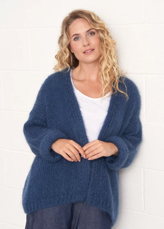 DINA CHUNKY KNIT CARDIGAN - DARK BLUE