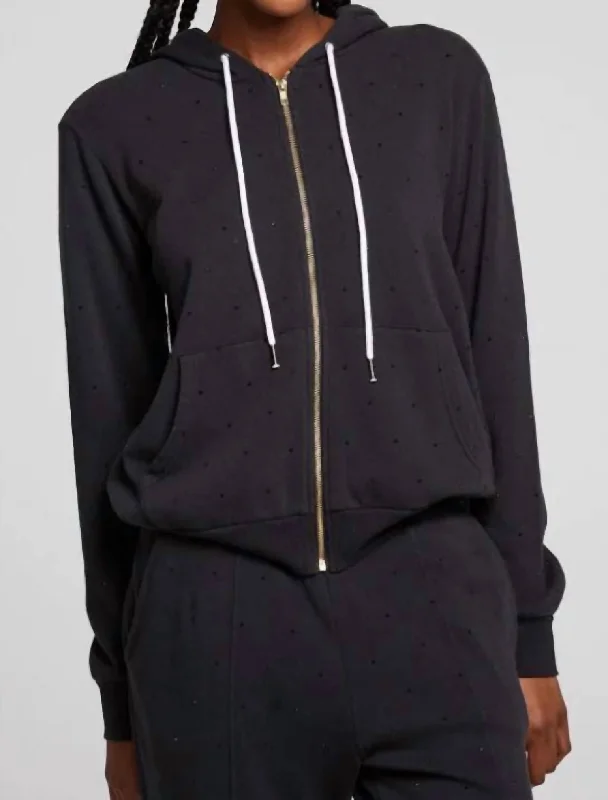 Lex Zip Up Hoodie In Licorice