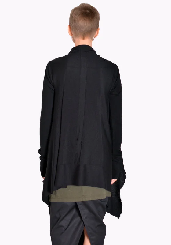 RICK OWENS RP02B6642 M MEDIUM KNIT WRAP CARDIGAN BLACK