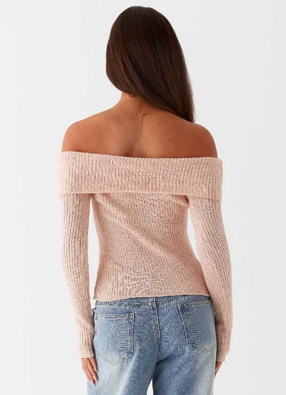 Rina Long Sleeve Knit Top - Blush