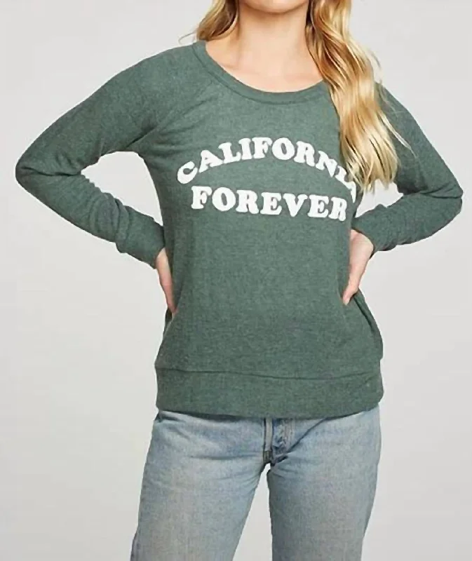 Rpet Knit Long Sleeve Raglan Pullover In California Forever Greenhouse