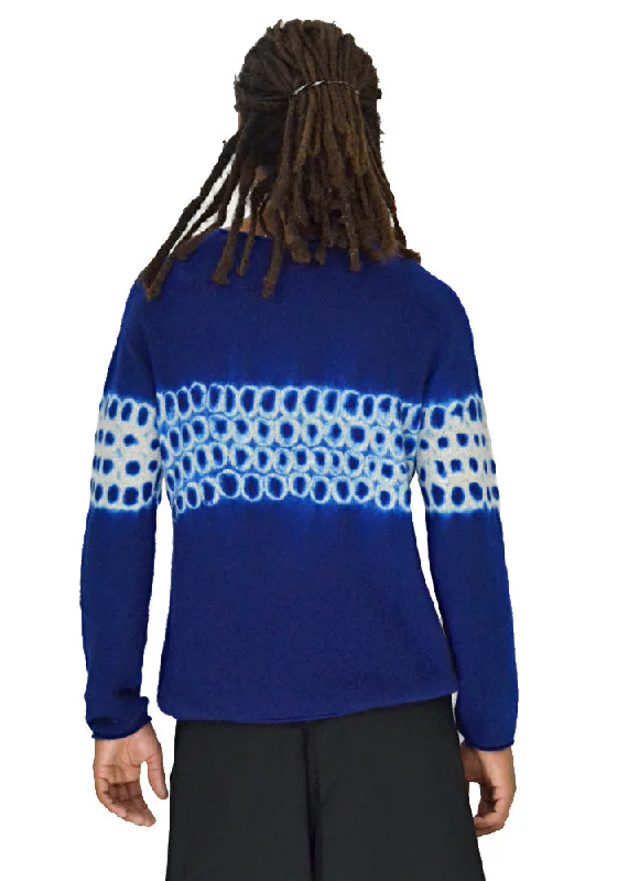 SUZUSAN 3028K-031 UNISEX SEAMLESS CASHMERE KNIT SWEATER BLUE