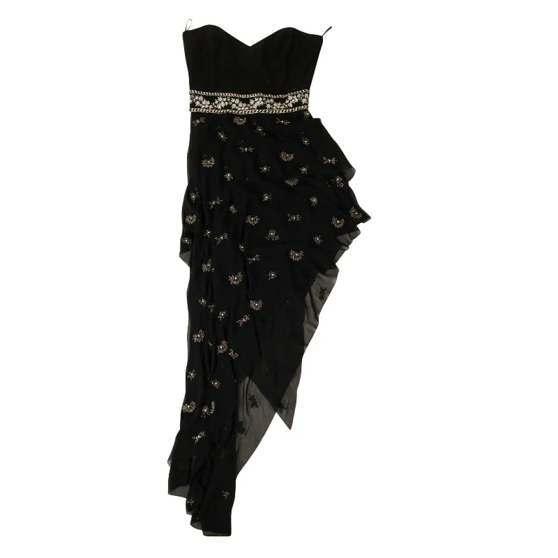 Women's Black Embellished Strapless Dress