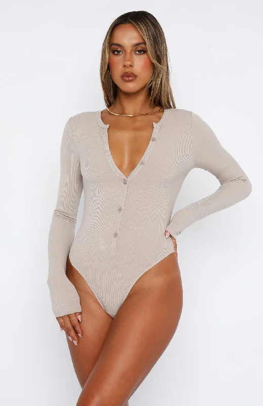 Never Be Tamed Long Sleeve Bodysuit Nude