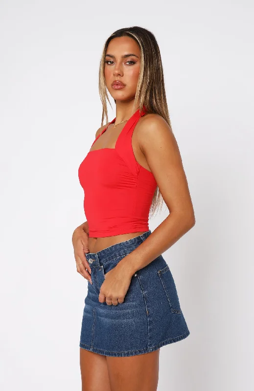 Out Of Touch Halter Top Red