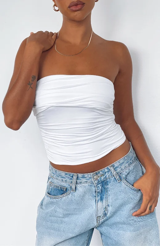 Sweet Escape Strapless Top White