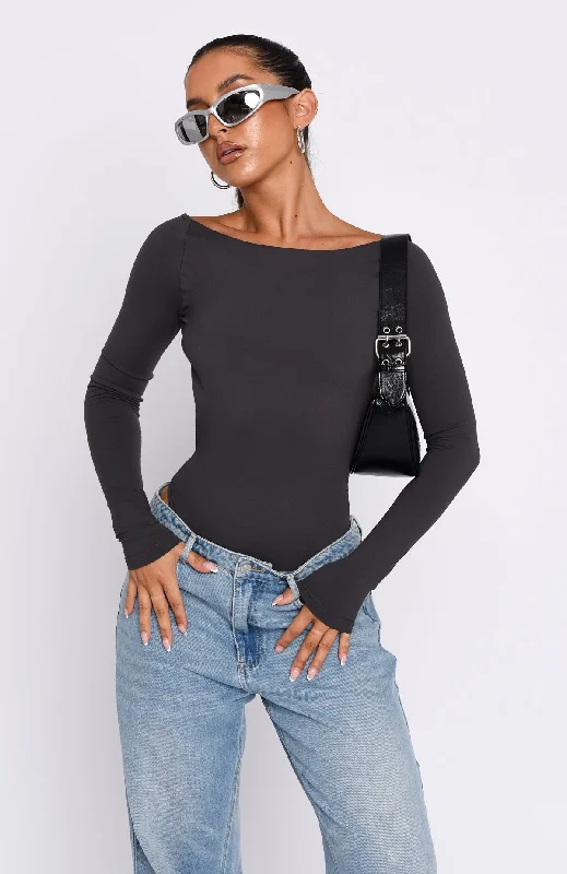 You've Got The Love Long Sleeve Bodysuit Charcoal