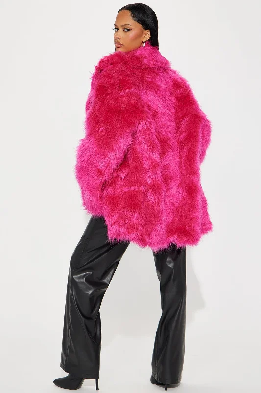 Bring It Back Faux Fur Coat - Hot Pink