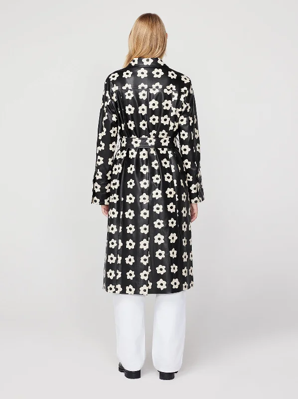 Dominique Black Tiled Floral Coat