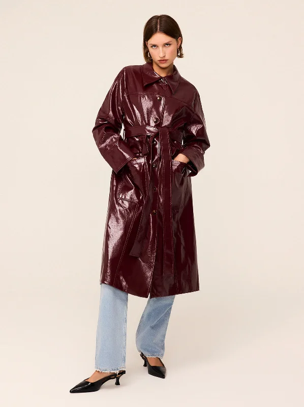 Dominique Burgundy Vinyl Coat