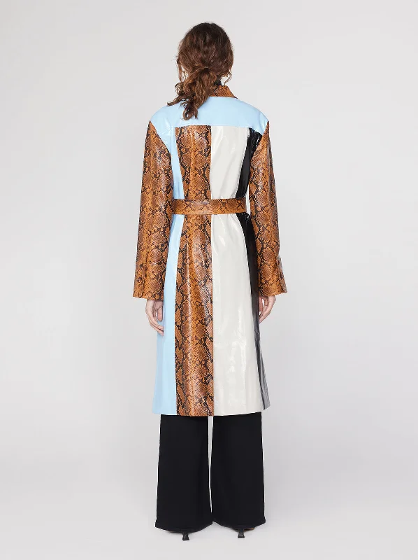 Dominique Cornflower Blue Snakeskin Vinyl Coat