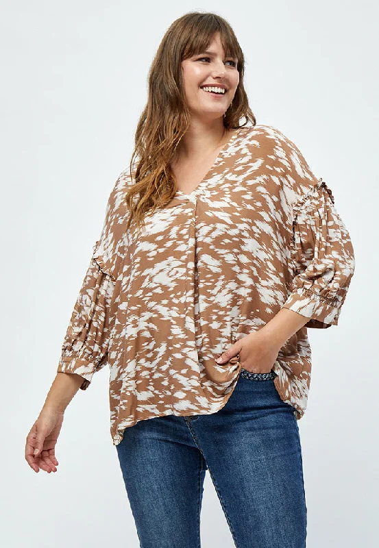 Edita Blouse Curve - Ermine Brown Print