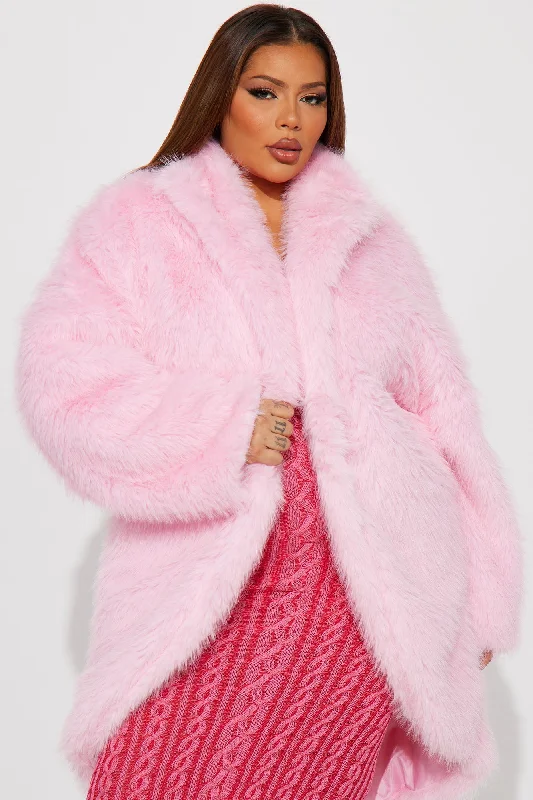 Extra Faux Fur Coat - Pink