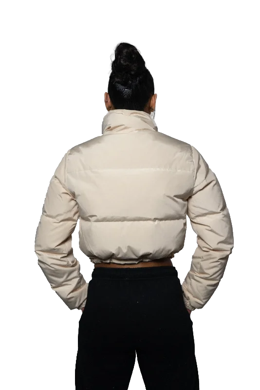 Horizon Cropped Puffer Jacket - Beige