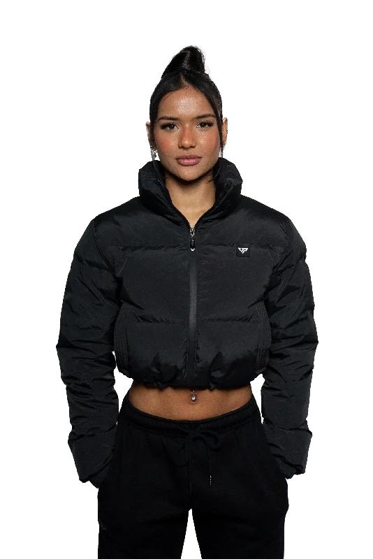 Horizon Cropped Puffer Jacket - Black