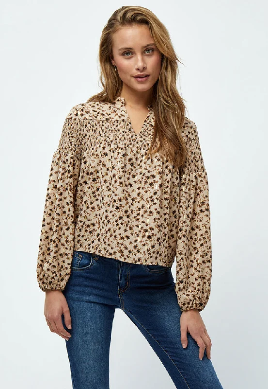 Jantie Foil Printed Blouse - Gardenia Print