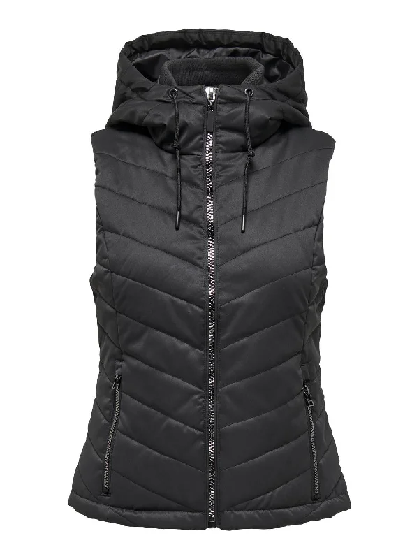 JDY Ladies Ebonie Hooded Bodywarmer-PHANTOM