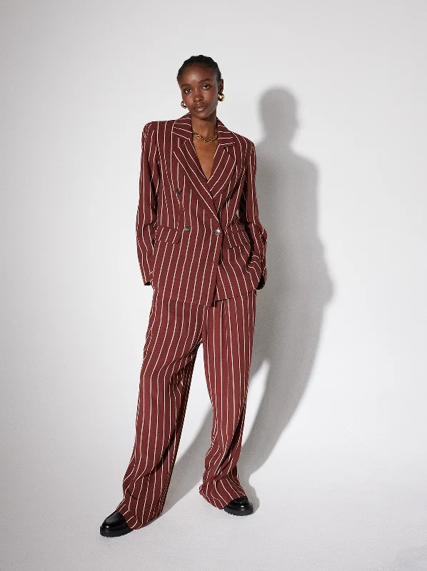 Josephine Mocha Stripe Double Breasted Blazer