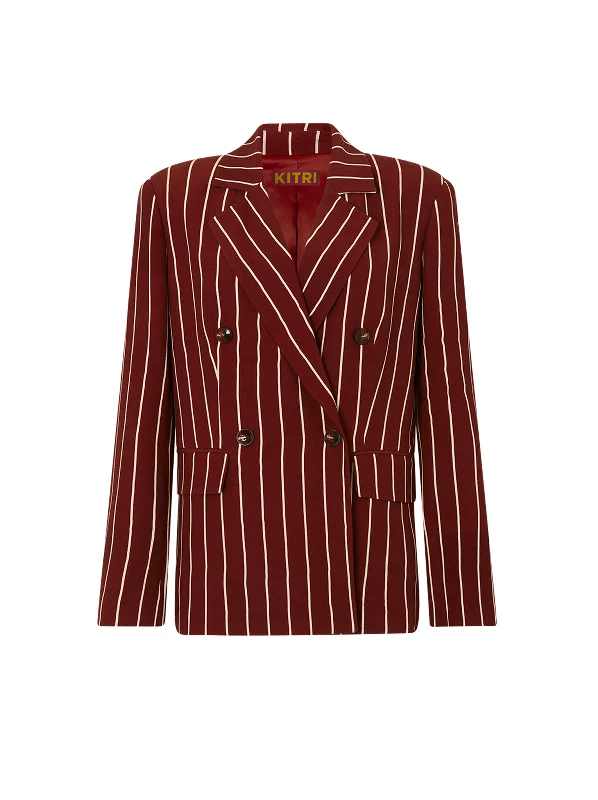 Josephine Mocha Stripe Double Breasted Blazer