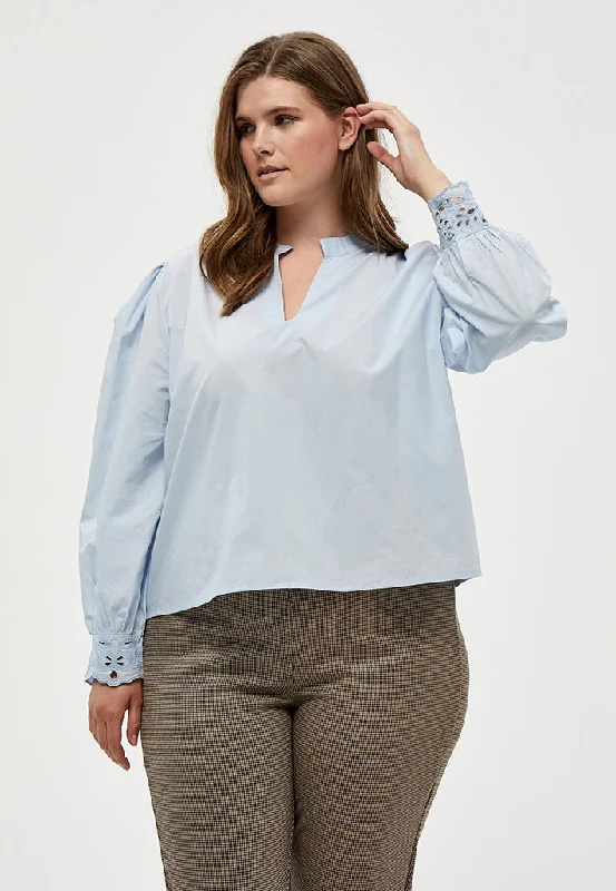 Julianna Lace Blouse Curve - Skyway Blue