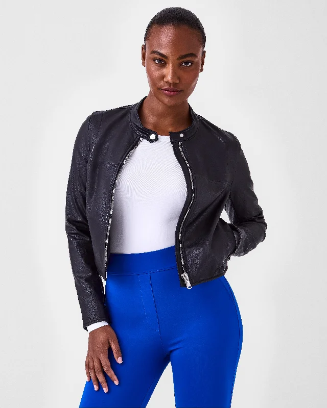 Leather-Like Moto Jacket