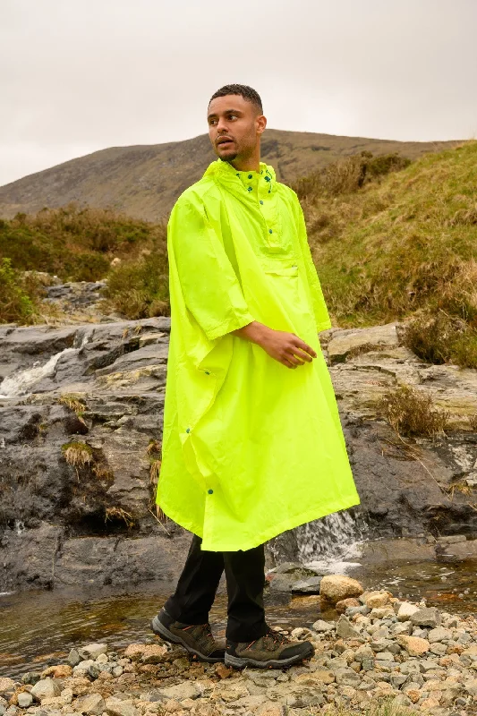 Mac in a Sac Adults Waterproof Breathable Windproof Packable Poncho-NEON YELLOW