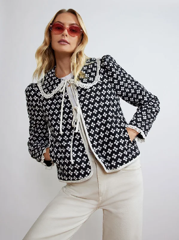 Mia Black Polka Floral Quilted Jacket