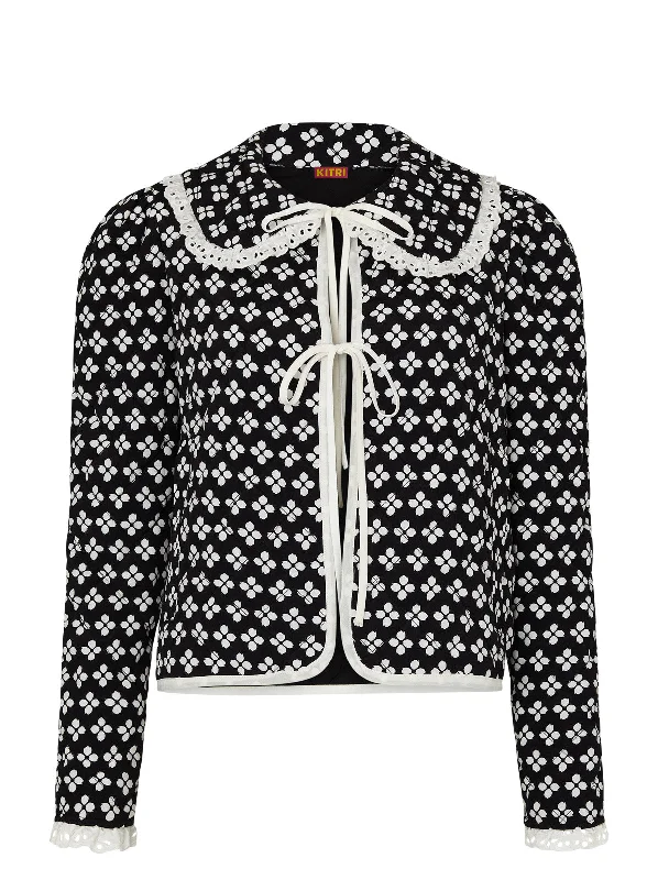 Mia Black Polka Floral Quilted Jacket