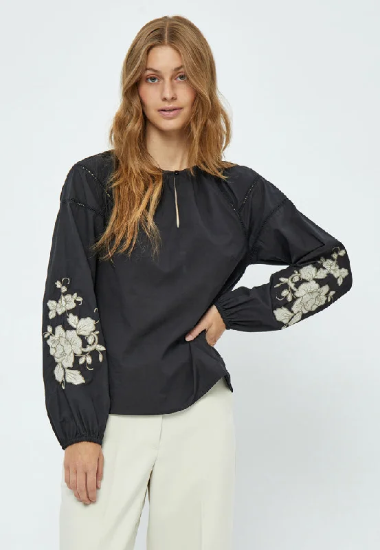 PCPhyllis Long Sleeve Blouse - Black Print