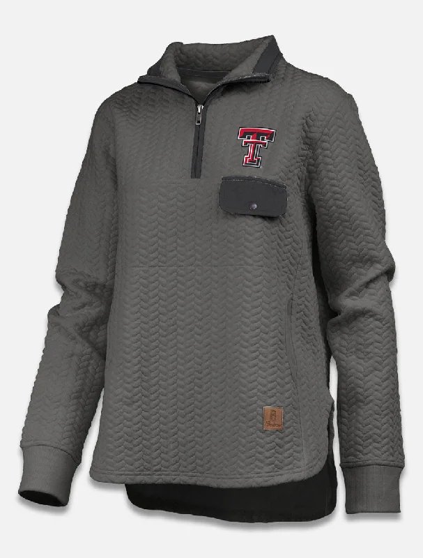 Pressbox Texas Tech Red Raider ""Caribou"" Cable Knit 1/4 Zip Pullover