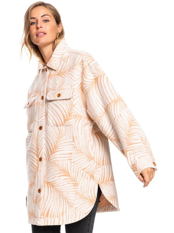 Roxy Ladies Sound Of The Sea Shirt Coat - Toast Palm Dreams