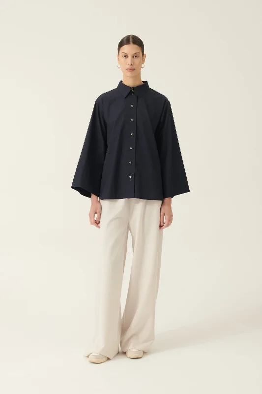 SHINO NON IRON POPLIN - NAVY