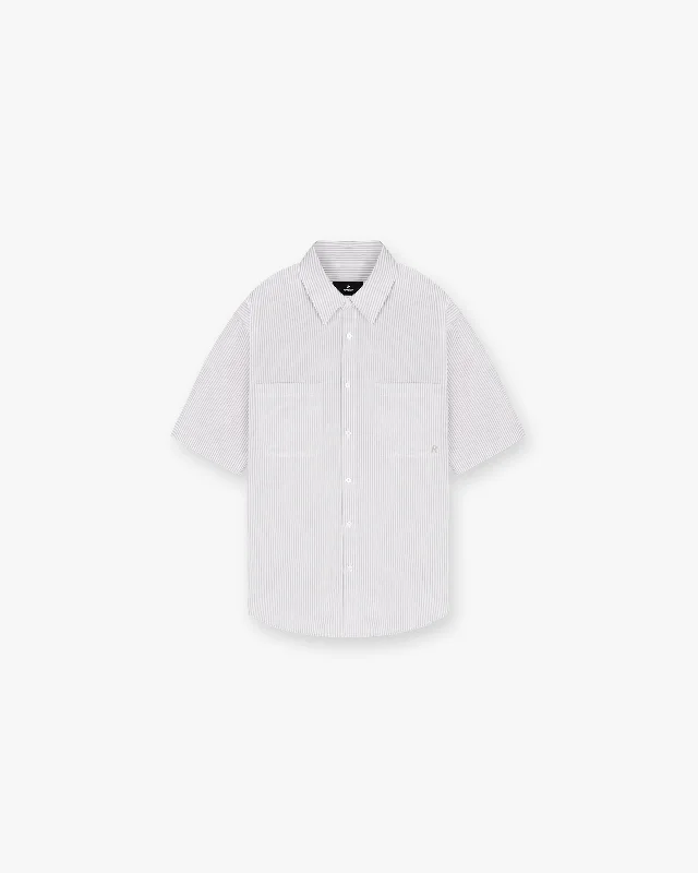 Short Sleeve Pinstripe Shirt - Grey