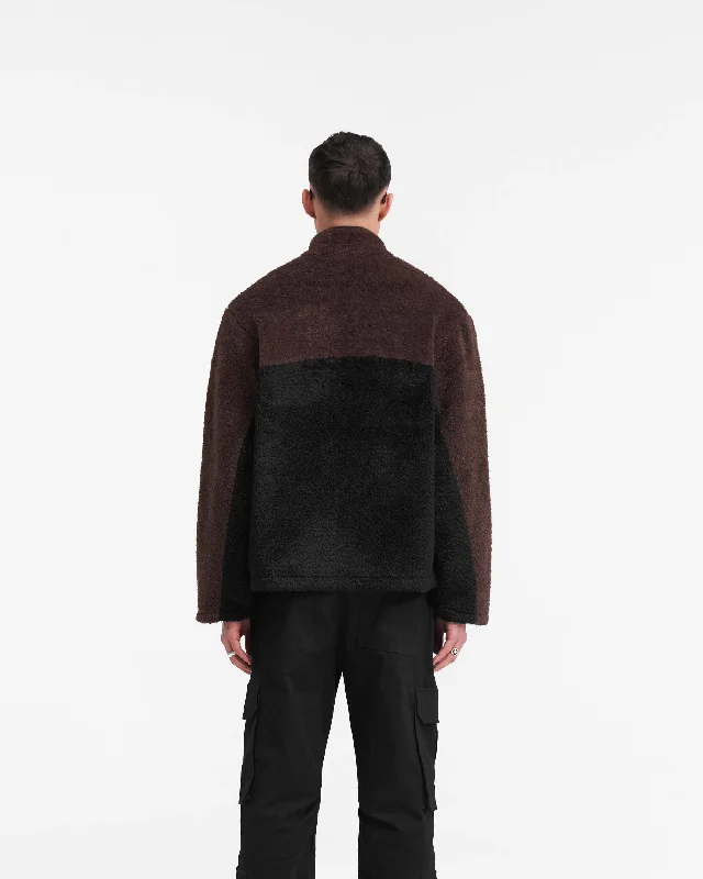 Split Block Fleece - Black Vintage Brown