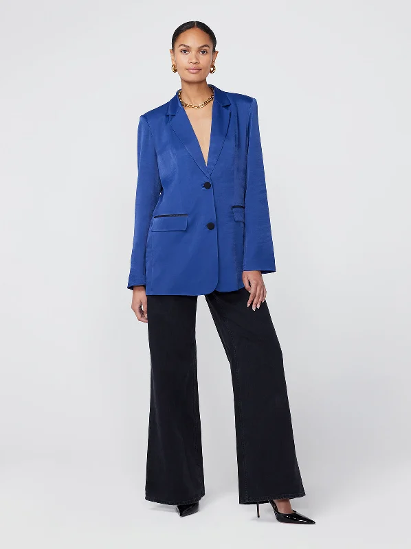 Tessa Navy Satin Blazer