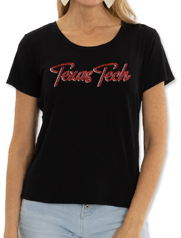 Texas Tech ""Glitter Scarlet"" Women's Scoop Neck Top