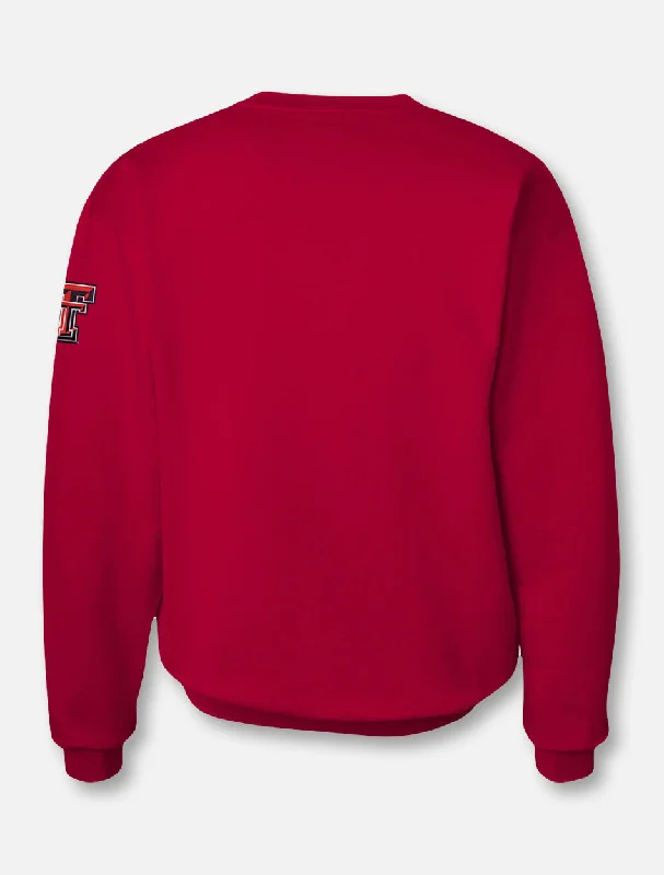 Texas Tech ""Rugged Football"" Font Twill with Sleeve Print Crew Sweatshirt