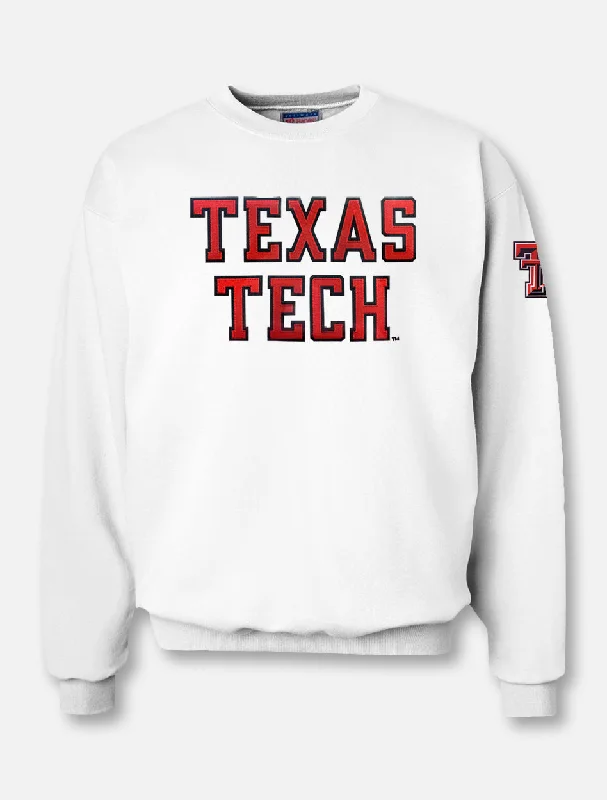 Texas Tech ""Rugged Football"" Font Twill with Sleeve Print Crew Sweatshirt