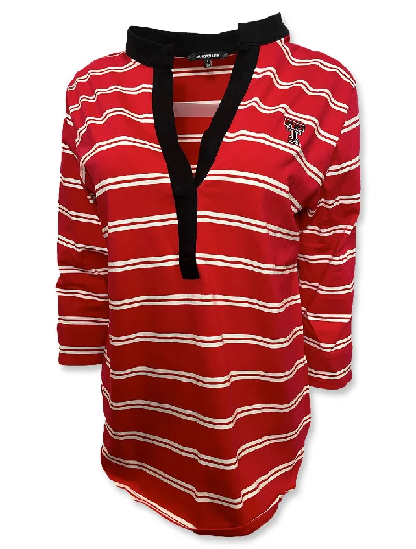 Texas Tech ""Seychelles"" Horizontal Striped 3/4 Sleeve Blouse