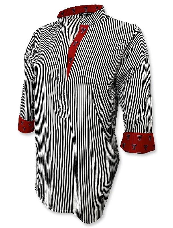 Texas Tech ""Sonoma"" Striped 3/4 Sleeve Blouse w/ Double T Taping