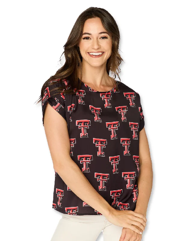 Texas Tech Stewart Simmons ""Rolled Cuff"" Blouse