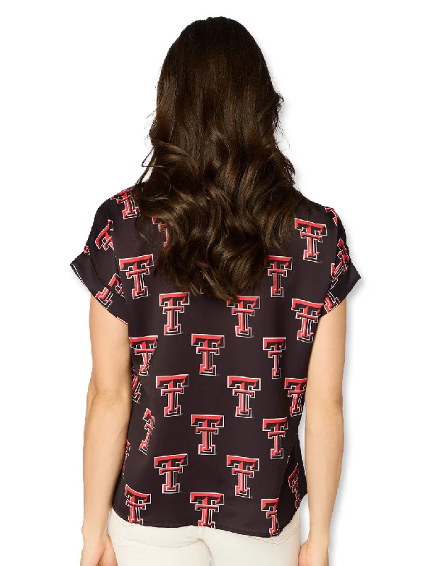 Texas Tech Stewart Simmons ""Rolled Cuff"" Blouse