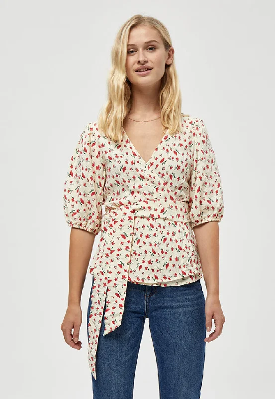 Valerie Wrap Blouse - Gardenia Print