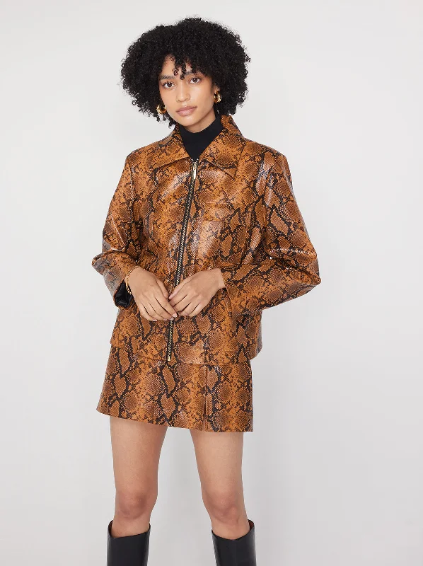 Wilma Caramel Snakeskin Vinyl Jacket