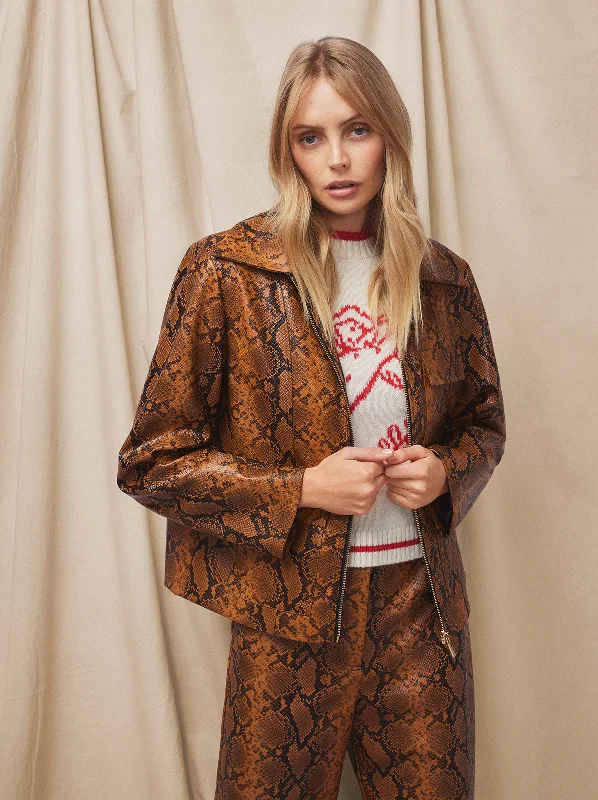 Wilma Caramel Snakeskin Vinyl Jacket